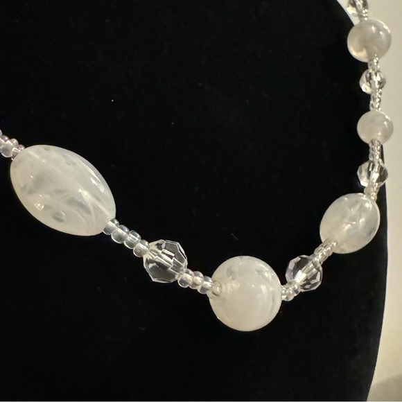 ⚜️3 for $30⚜️ Long White Translucent Acrylic Beaded Necklace (Station Necklace) - Picture 8 of 9